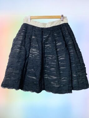 Chloè Authentic Black Tulle Ruffle Hand Pin Tucked Chiffon Silk Circle Skirt
